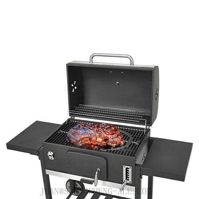 Charcoal Barbecue Grill and Smoker Heavy Duty Cast Iron Steel Flambe Trolley Food Trolley Flame Foldable Trolley Bbq