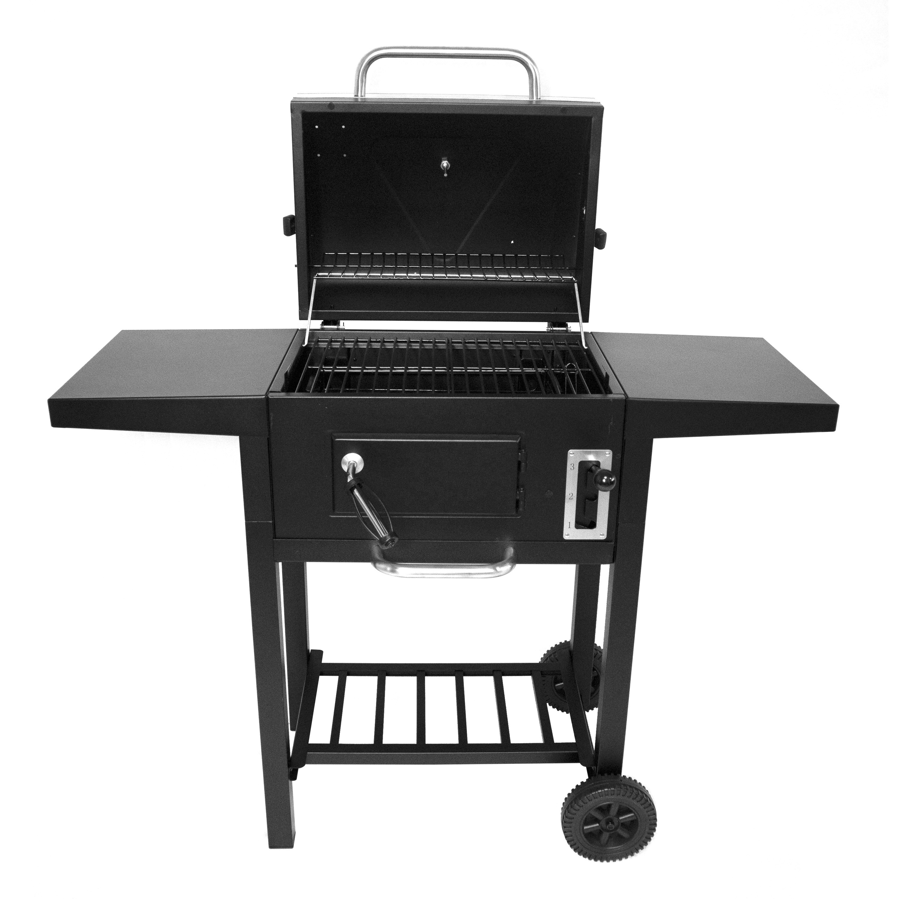 Hot Selling Portable Charcoal BBQ Grill Trolley Smoker Barbecue Grill with Height Adjustable Charcoal Pan for Party Steel