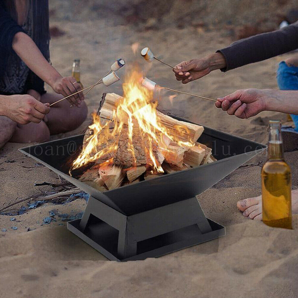 Square Garden Mini Fire Pit Outdoor Fire Bowl Basket Camping Wood Fired Grill