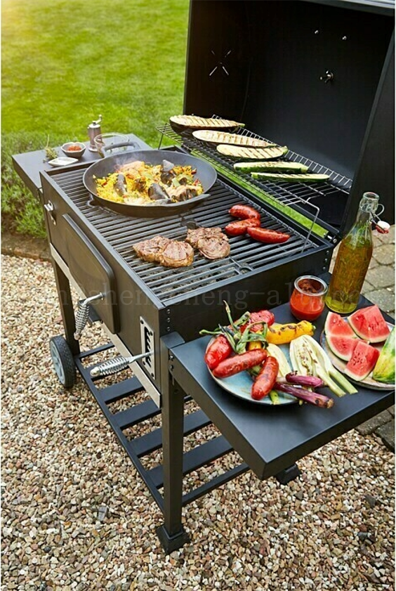 Charcoal Barbecue Grill and Smoker Heavy Duty Cast Iron Steel Flambe Trolley Food Trolley Flame Foldable Trolley Bbq