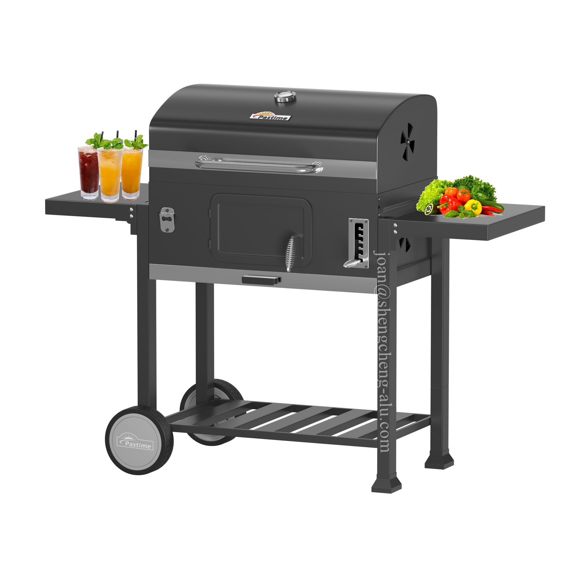 Charcoal Barbecue Grill and Smoker Heavy Duty Cast Iron Steel Flambe Trolley Food Trolley Flame Foldable Trolley Bbq