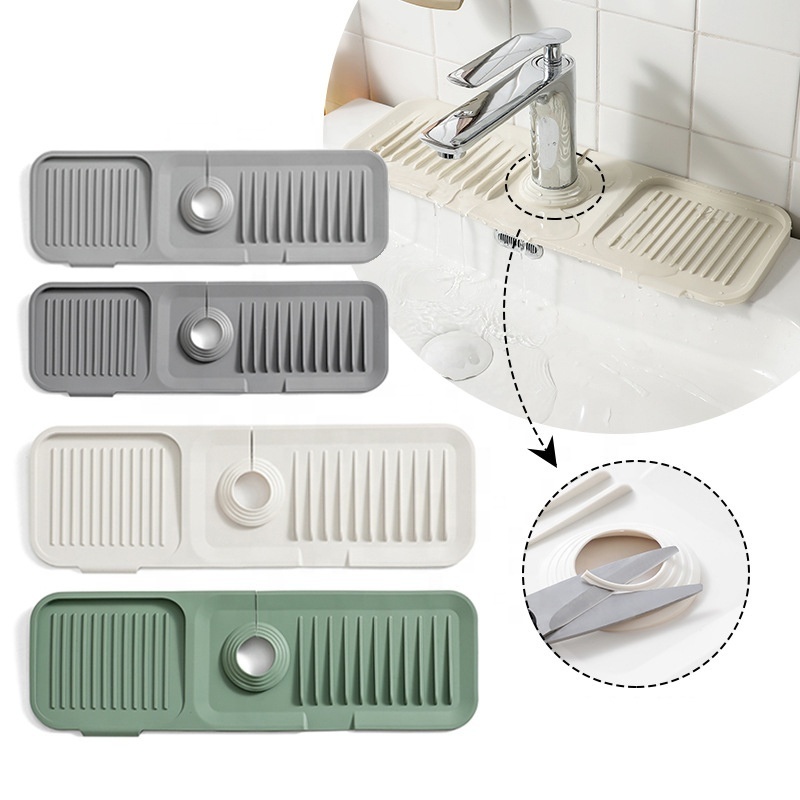 Silicone Sink Splash Guard Faucet Water Catcher Mat Kitchen Sink Faucet Splash Catcher Drying Mat