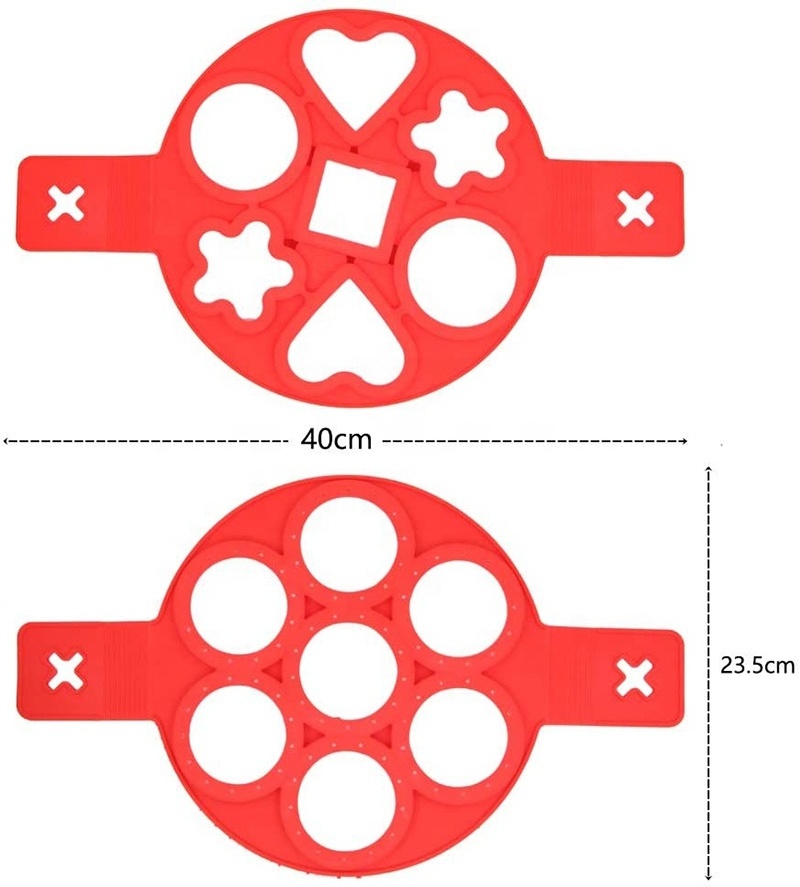 BPA Free 7 holes Custom Round Pancake Omelette Mold Makers Silicone Egg Ring For Kitchen Baking