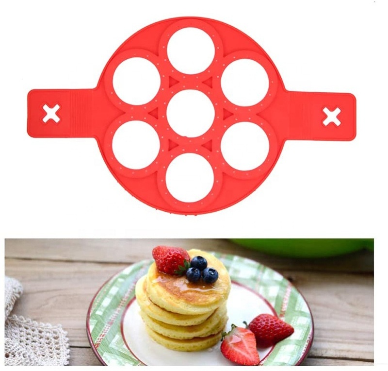 BPA Free 7 holes Custom Round Pancake Omelette Mold Makers Silicone Egg Ring For Kitchen Baking