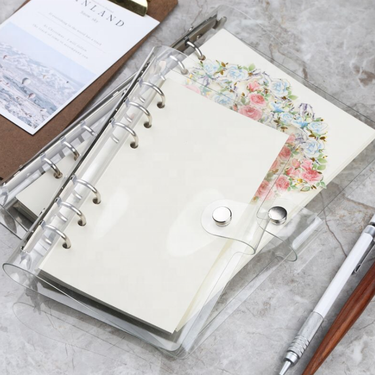 High quality super soft transparent PVC book cover loose leaf binder A4 A5 notebook paper file holder