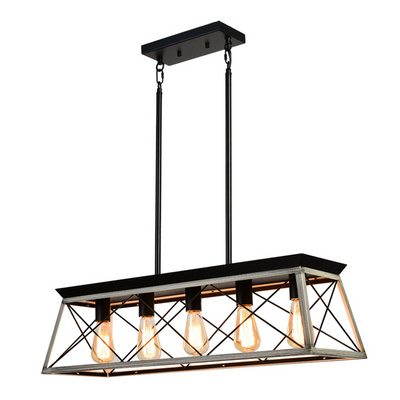 Hot sale 5-light black farmhouse chandelier industrial pendant light fixture from BBT