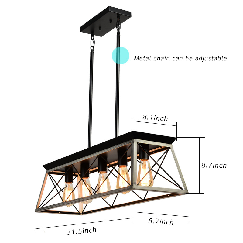 Vintage industrial style farmhouse pendant light from BBT Kitchen island pendant light Black iron lighting fixture