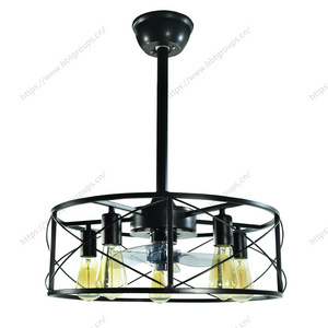 Nordic black wrought iron smart remote control fan light bedroom living room ceiling fan with  CE.FCC.RoSH certified chandelier