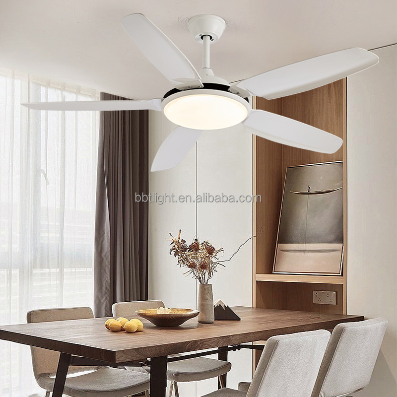 Modern Indoor Ceiling Fan with Dimmable Light Kit and Remote Control, Reversible Blades