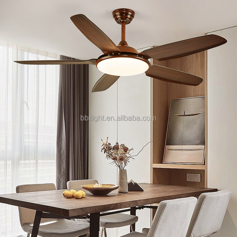 Modern Indoor Ceiling Fan with Dimmable Light Kit and Remote Control, Reversible Blades