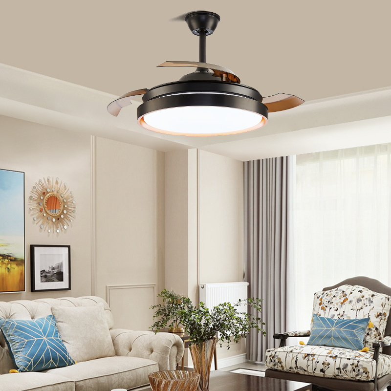 LED Ceiling Fan Frequency Conversion Speaker Chandelier Ceiling Fan Light with Led Light 42 Inch Luminous Fan Indoor