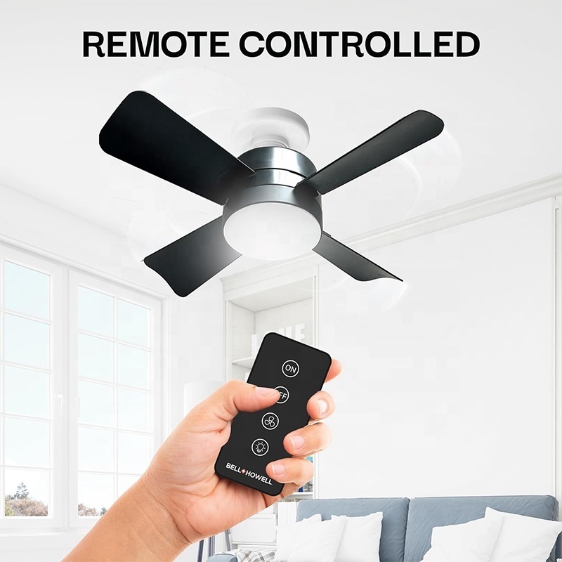 Socket Fan Light Original Black Ceiling Fans with Lights and Remote for Bedroom from BBT