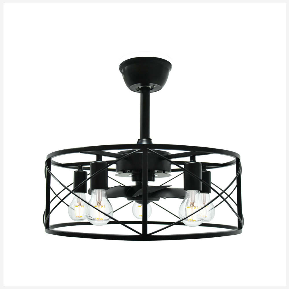 Dining Room Bedroom Remote Control Chandelier Cage Closed Ceiling Fan Fan LED 80 E26 Bulb Lamp 50000 Industrial Rustic Vintage