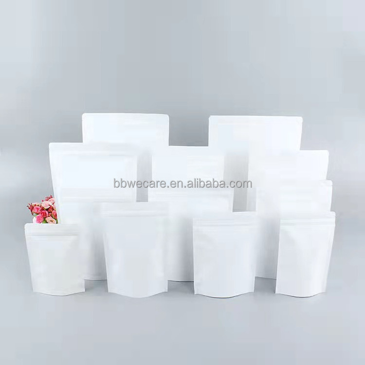 Wholesale Custom Printed Clear Window Bag White Kraft Pouches Stand Up With Zipper