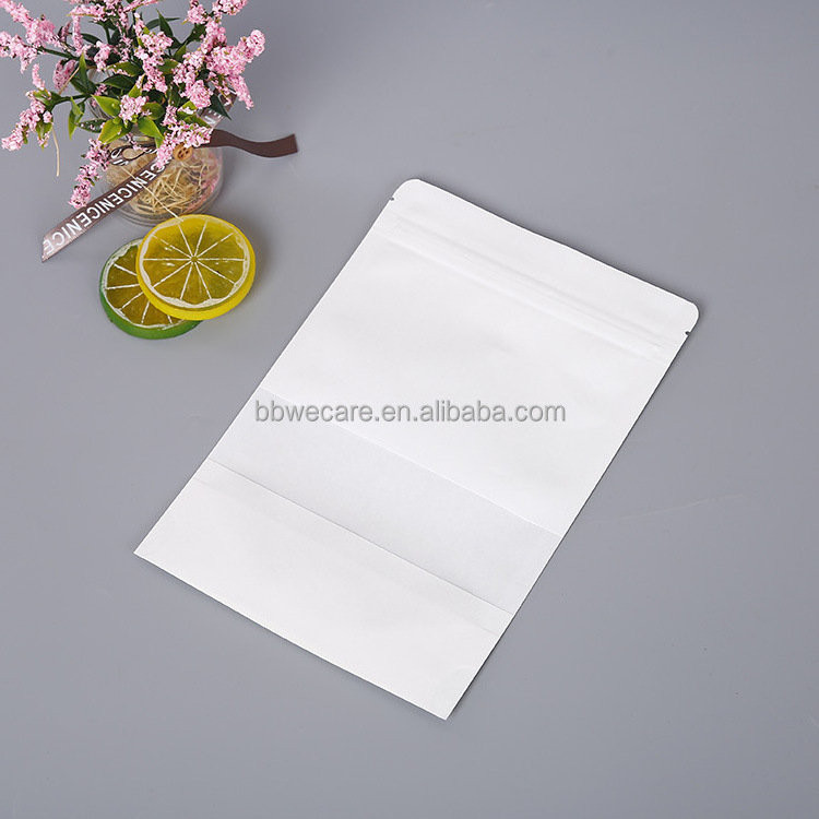 Wholesale Custom Printed Clear Window Bag White Kraft Pouches Stand Up With Zipper