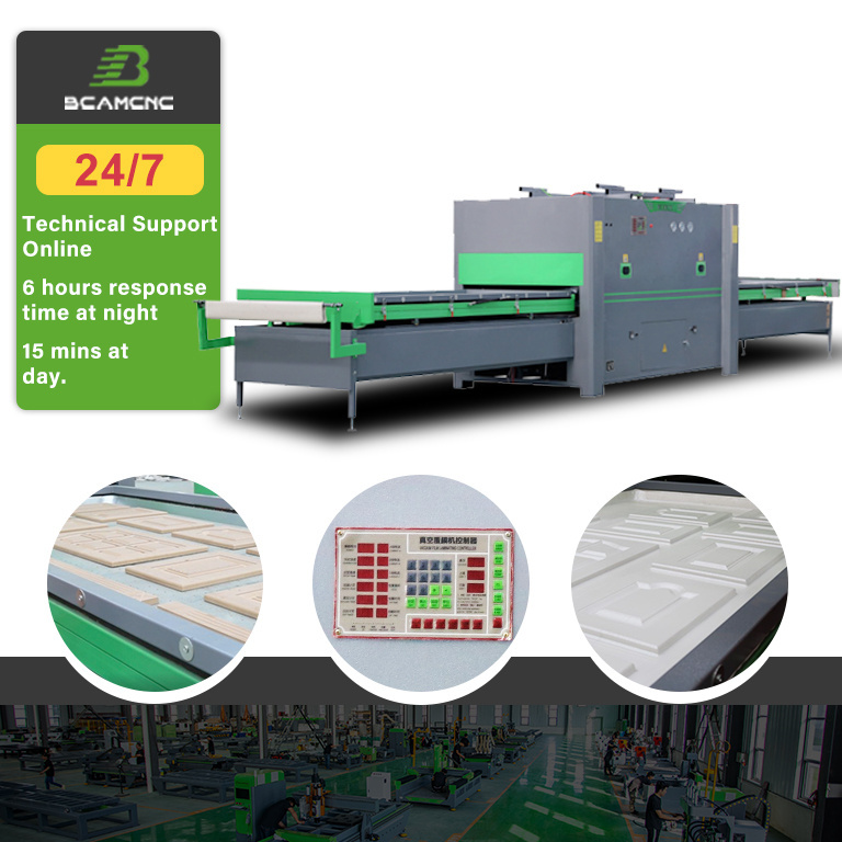 Automatic PVC Vacuum Press Membrane Wood Laminating Machine for door cabinet kitchen making membrane hot press machine 2 tables