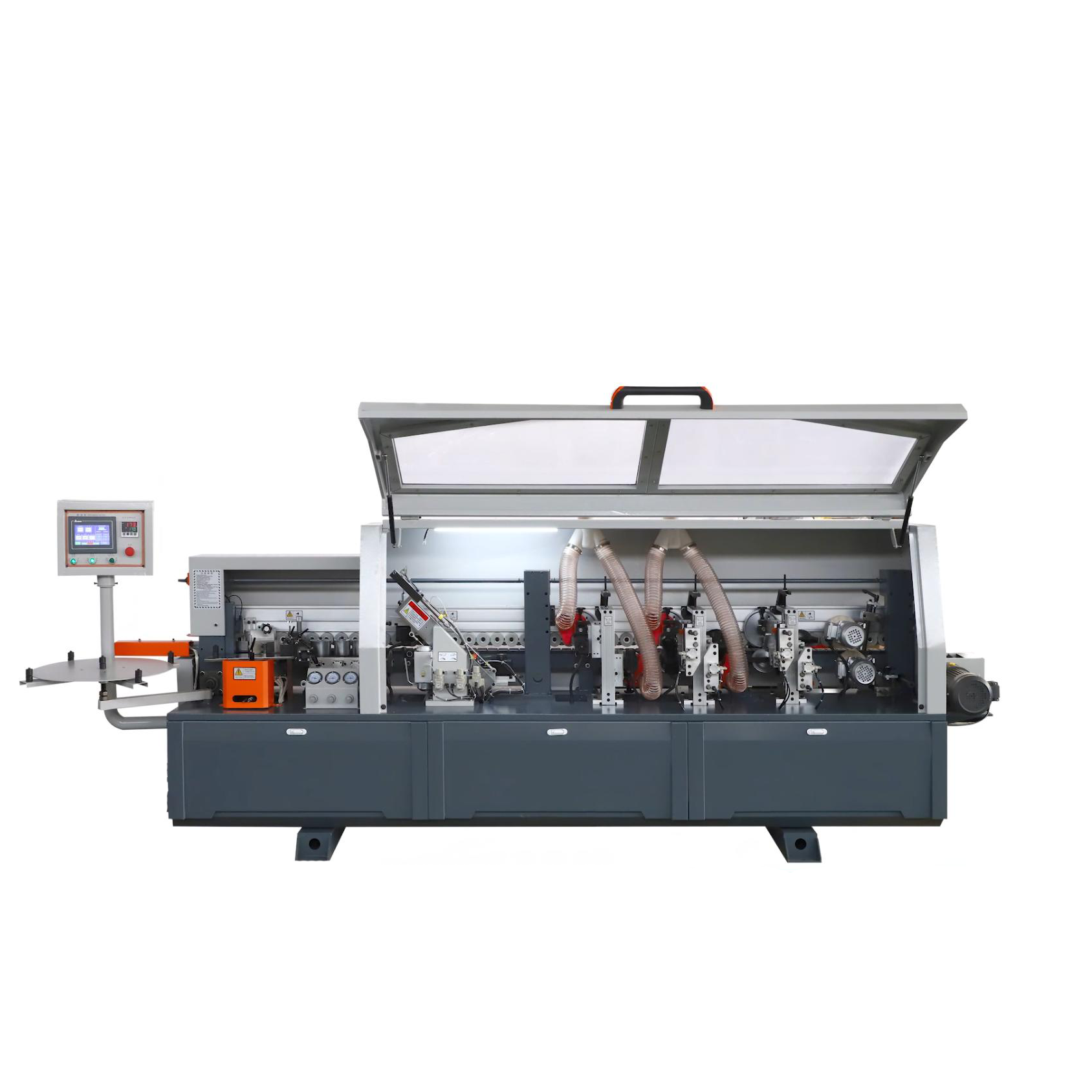 Small type Linear edge banding machine manual type low cost auto end cutting edge banding machine for cabinet production