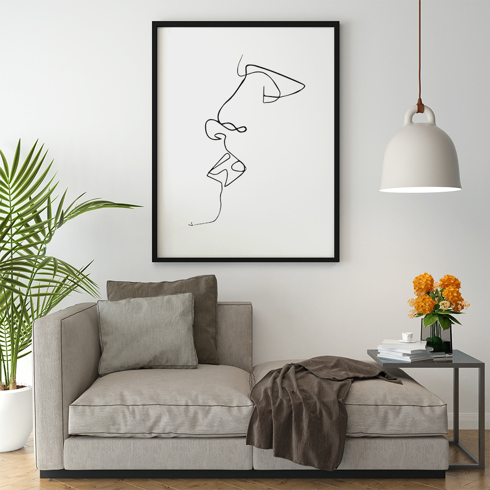 Abstract Couple Line Art Wall Decor Canvas Art Painting Hug Kiss Minimalist Wall Art Aesthetic Prints