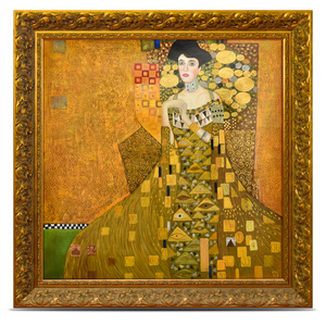 Handmade Yellow Gustav Klimt Adele Bloch Bauer Decorative Frameless Oil Painting with Gold Leaf