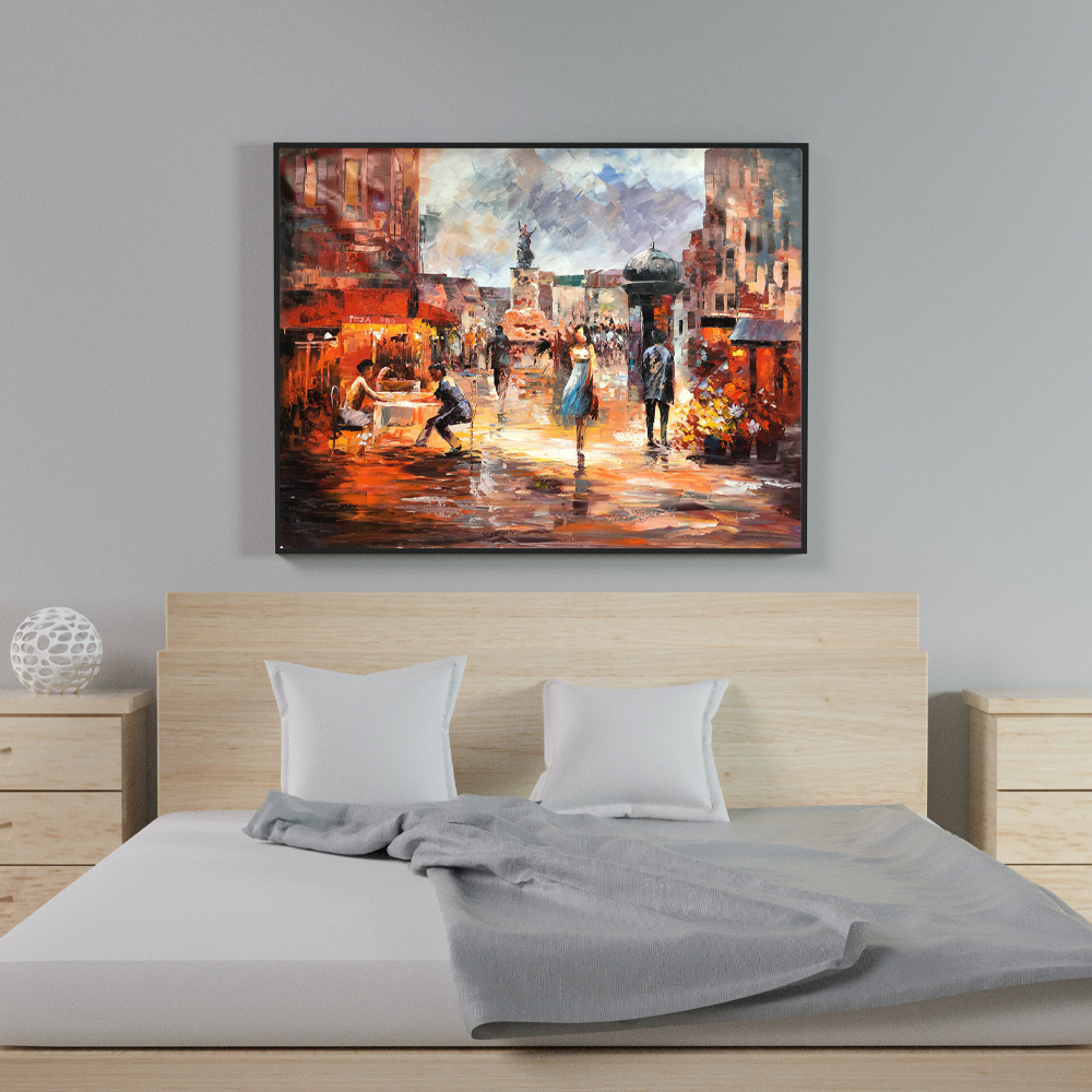 Wholesale Abstract Canvas Wall Art Famous Paris Street Scenery Handmade Knife Oil Painting