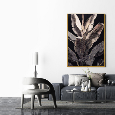 New Design 3D Decor Plantain Leaves Diamond Art Framed Wall Painting for Living Room