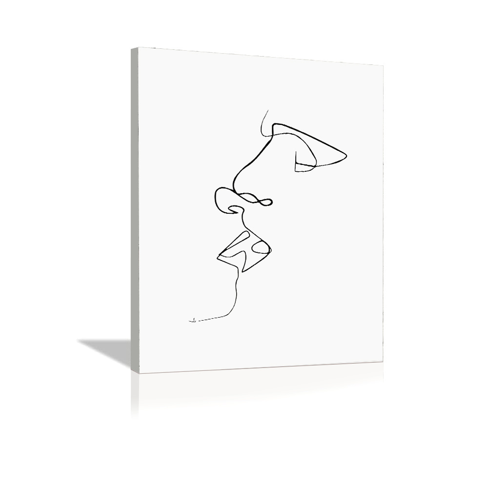 Abstract Couple Line Art Wall Decor Canvas Art Painting Hug Kiss Minimalist Wall Art Aesthetic Prints