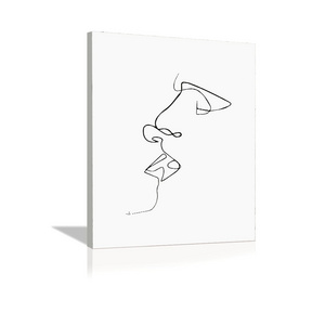 Abstract Couple Line Art Wall Decor Canvas Art Painting Hug Kiss Minimalist Wall Art Aesthetic Prints