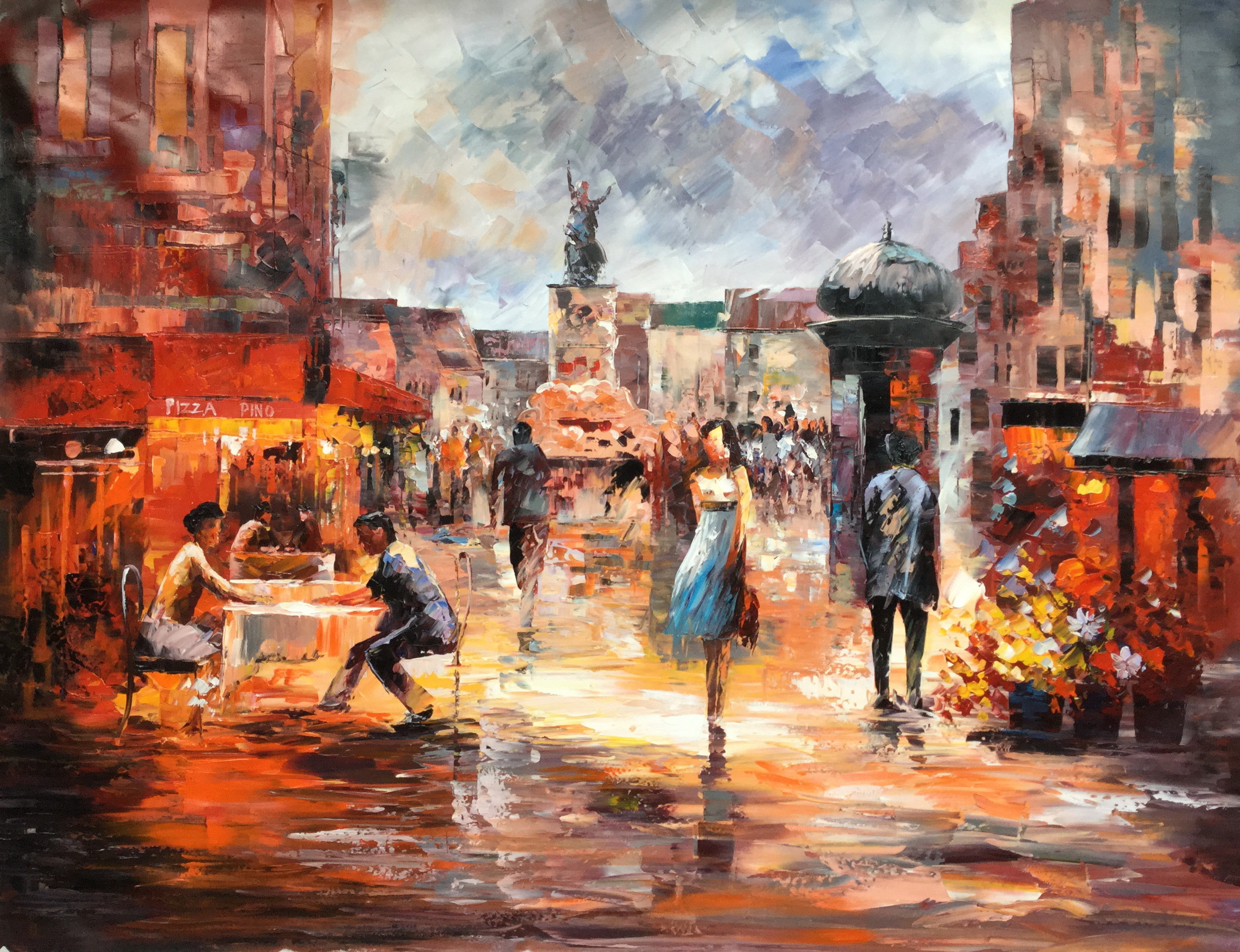 Wholesale Abstract Canvas Wall Art Famous Paris Street Scenery Handmade Knife Oil Painting