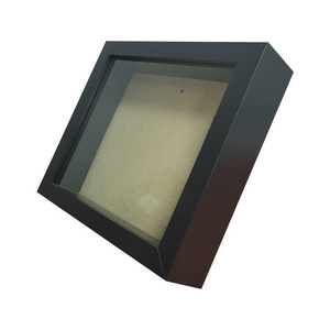 Wholesale 6x8 8x10 inch Depth 3D Effect Solid Wood Black Shadow Box Picture Frame