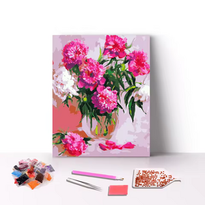 Custom Hot Sale Christmas Gift Handmade Full Round Drill Diy Pink Flower 5D Diamond Painting Set