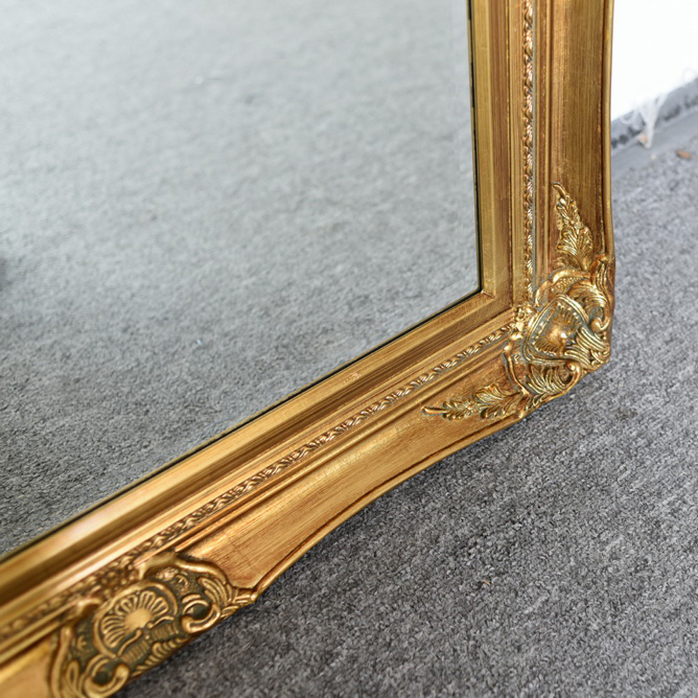 Large Gold Wall Glass Antique Carved Wooden Mirror Frame