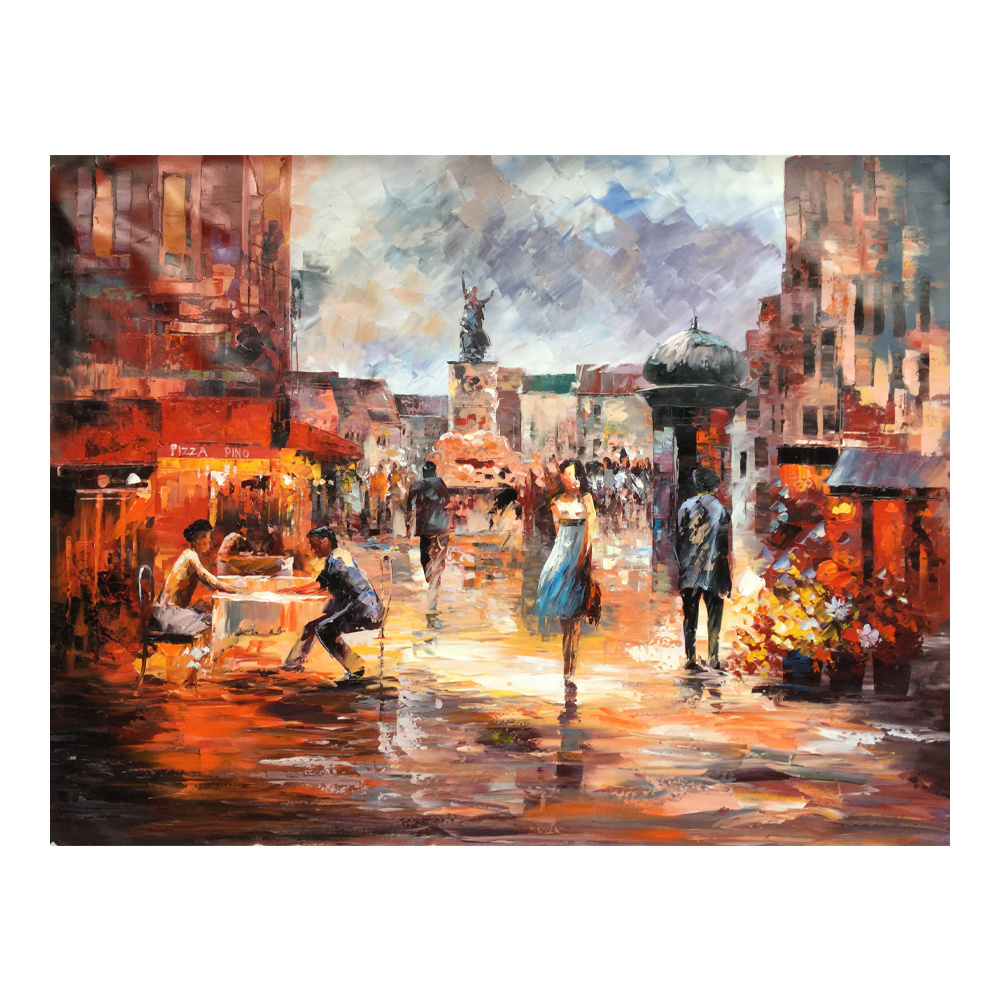 Wholesale Abstract Canvas Wall Art Famous Paris Street Scenery Handmade Knife Oil Painting