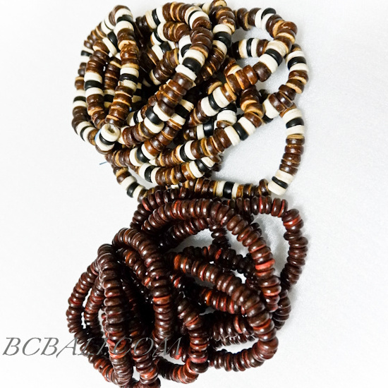 Free Shipping 200 Pieces of Natural Coconut Wooden Bead Bracelets Straches Handmade Gift Jewelry Bali