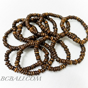 Free Shipping 200 Pieces of Natural Coconut Wooden Bead Bracelets Straches Handmade Gift Jewelry Bali