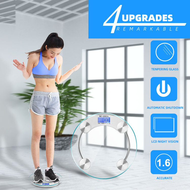 Body Scale Digital Personal Scale,  180Kg Body Weighing Round Glass Electronic China Weight Scale