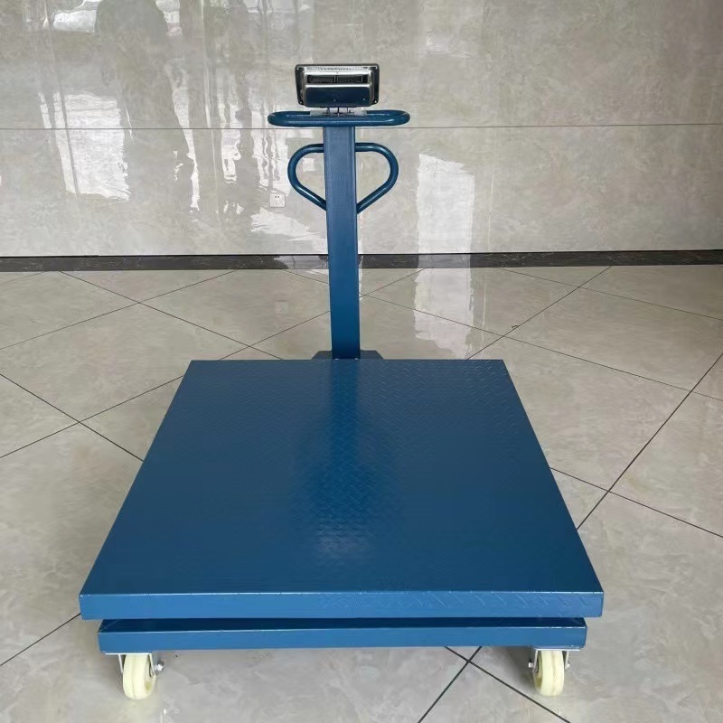 Universal wheel mobile hand push pull electronic scale, commercial 1000 kg industrial scale, logistics floor scale, 1 ton