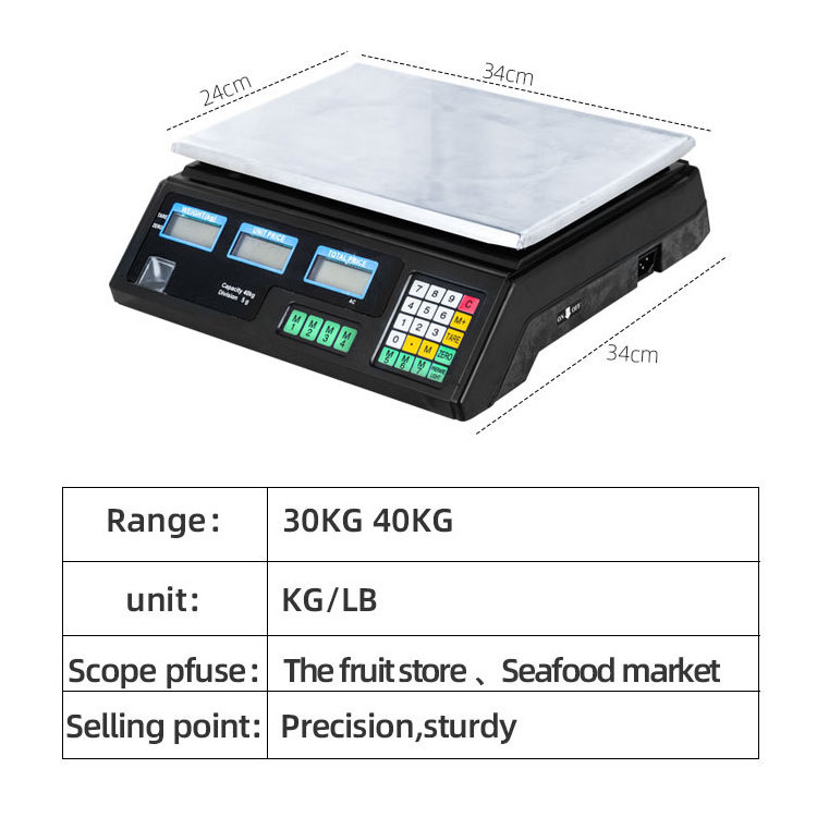 Electronic Price Counting Scale Digital Weighing Scale 40kg Electronic price scale