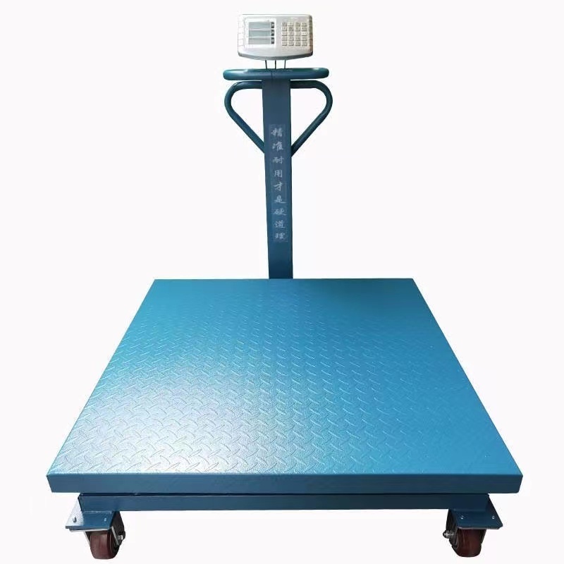 Universal wheel mobile hand push pull electronic scale, commercial 1000 kg industrial scale, logistics floor scale, 1 ton