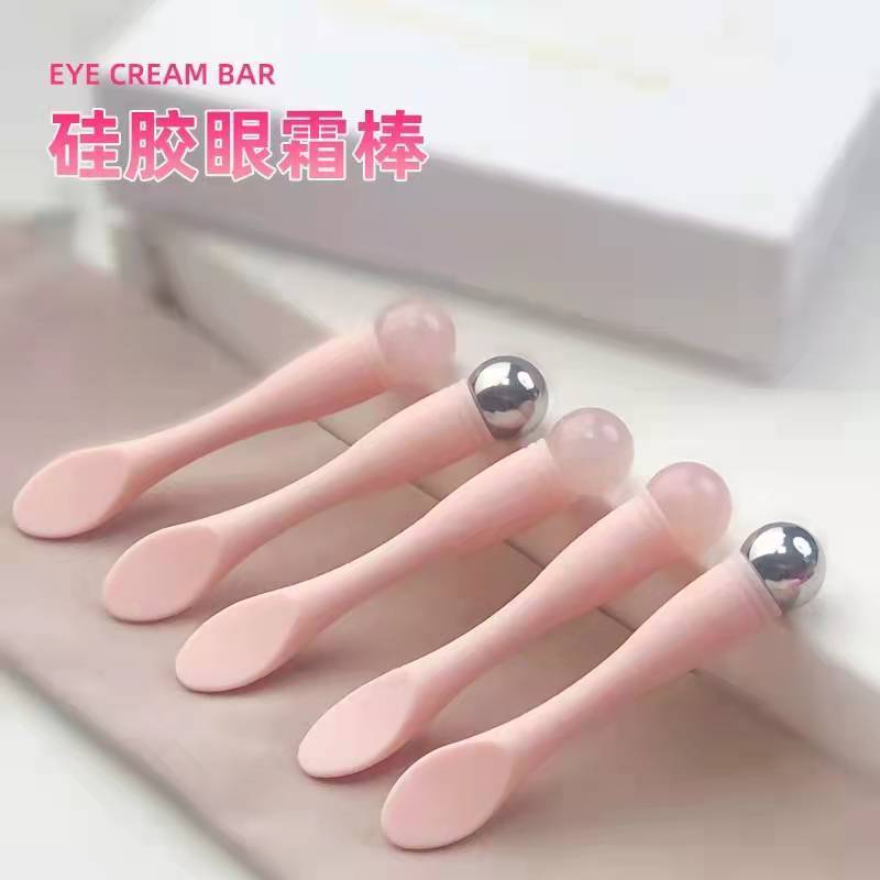 Custom Logo Makeup Spoon silicone jade Metal Eye Cream Applicator Facial Massage Cosmetic Spatula