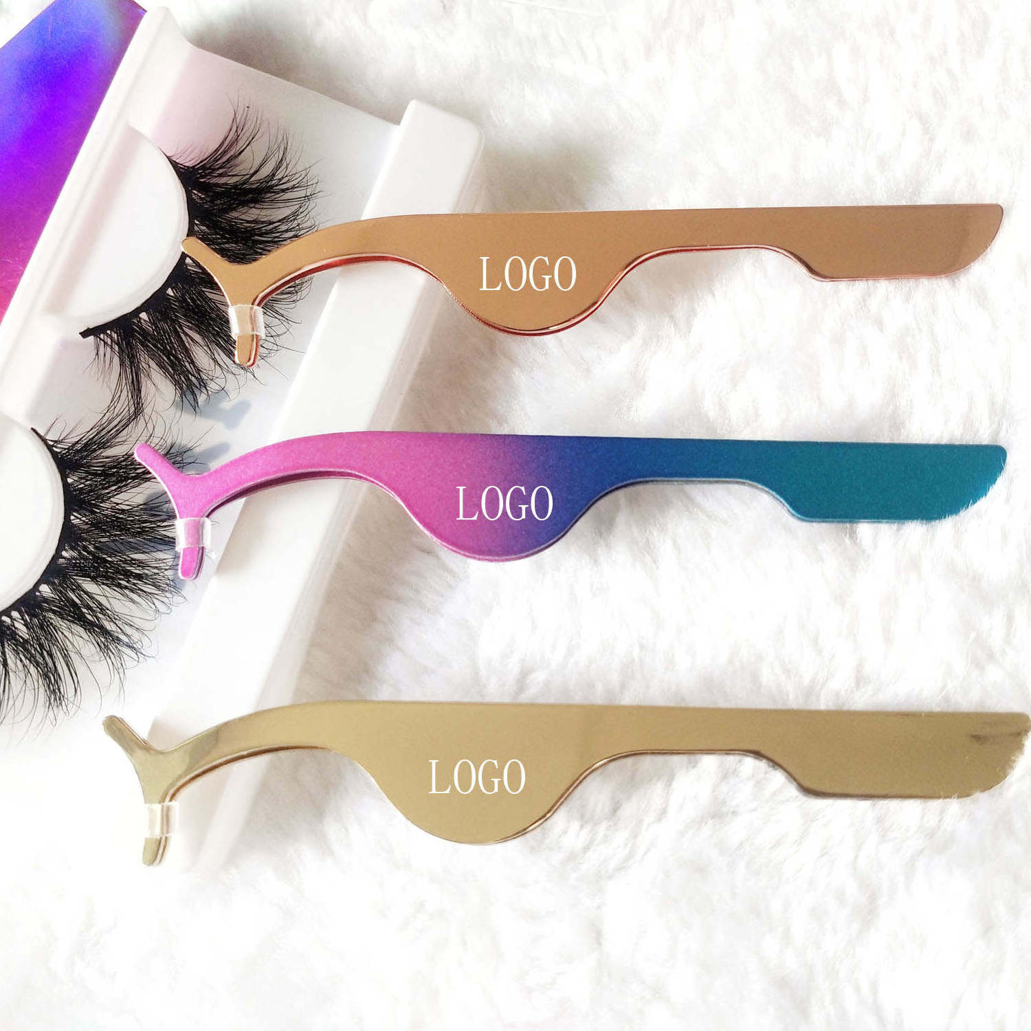 Custom logo Private Label Lashes Applicator Tweezers Bulk Lash Tweezers False Eyelash Tweezers