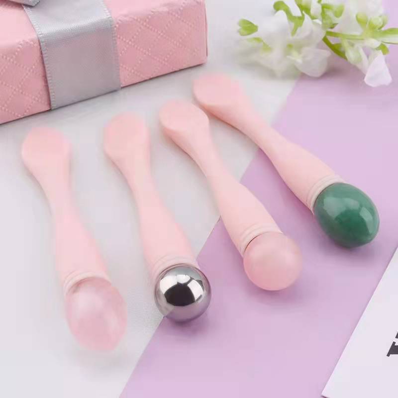 Custom Logo Makeup Spoon silicone jade Metal Eye Cream Applicator Facial Massage Cosmetic Spatula