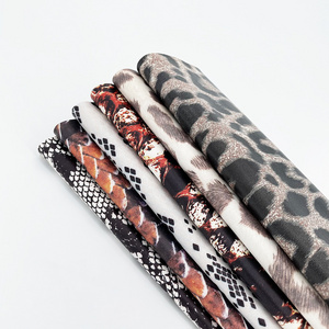 Leather Free sample Customized Snake Pattern Eco Printed polyester PU material leather fabric for leather gloves