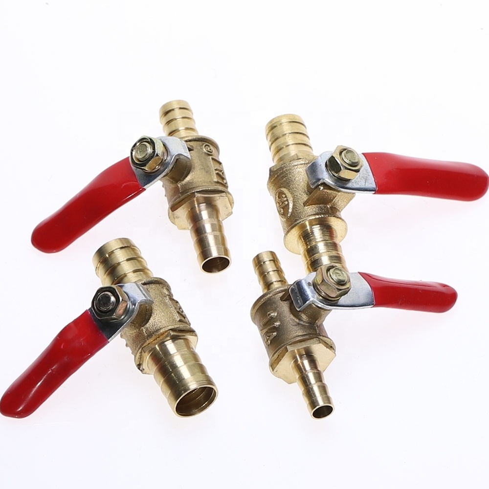 6mm-12mm Hose Barb Inline Brass Water Oil Air Gas Fuel Line Shutoff Ball Valve Pipe Fittings Pneumatic Connector Controller