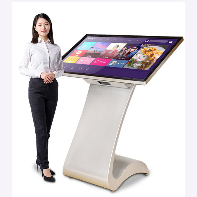 Floor stand self service 32 43 50 inch android smart interactive digital touch screen kiosk monitor display with camera