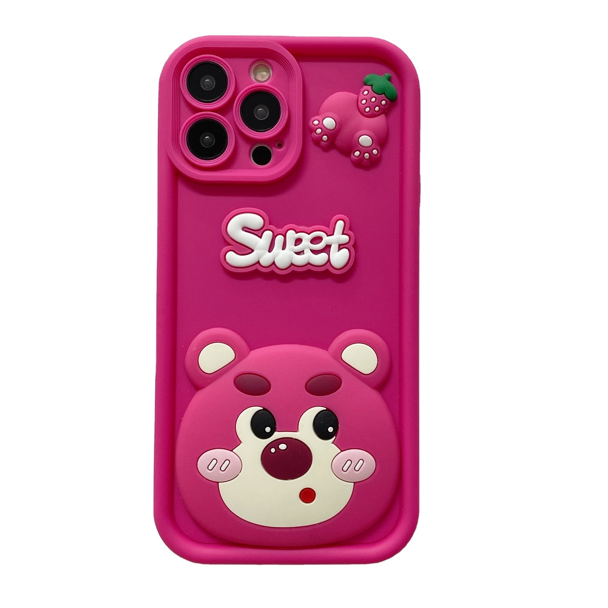 Cute sweet strawberry bear cartoon TPU Shockproof Back Cover For Xiaomi 14 13 11 Redmi note12 9A POCO M6 C65 F5  Phone Cases