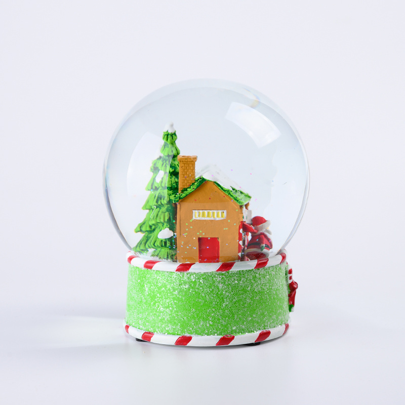 Glowing Santa Claus Polyresin Glitter Christmas Luminous Crystal chicago snow globe Ornament for Office and Home Decor