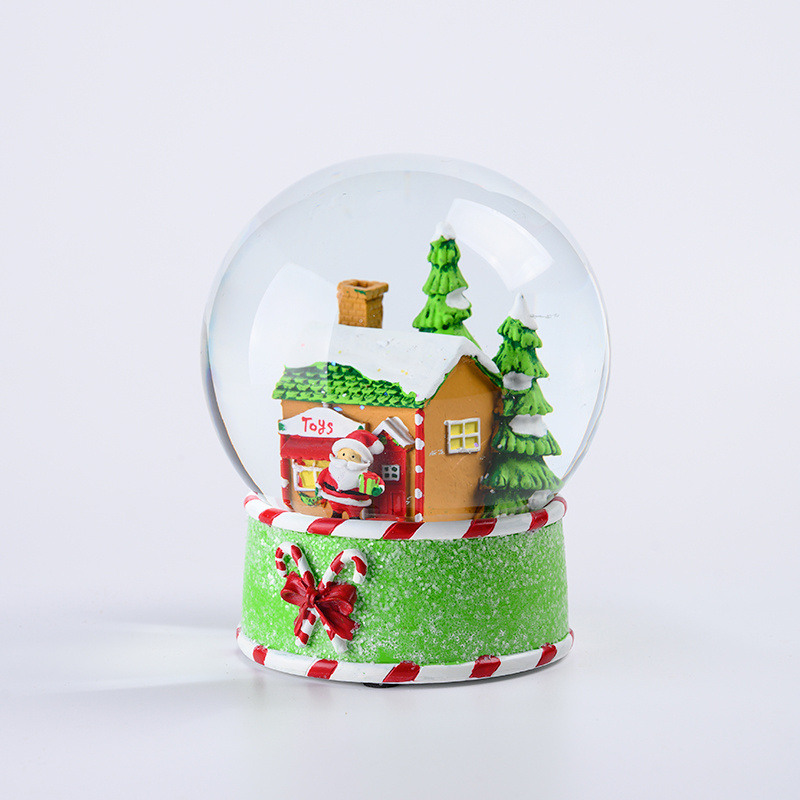 Glowing Santa Claus Polyresin Glitter Christmas Luminous Crystal chicago snow globe Ornament for Office and Home Decor