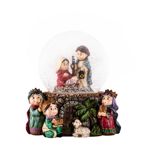 Best Custom Decoration Holy Family  Snow Globe Nativity Souvenir Desktop Article Resin cat litter snow globe for Gifts