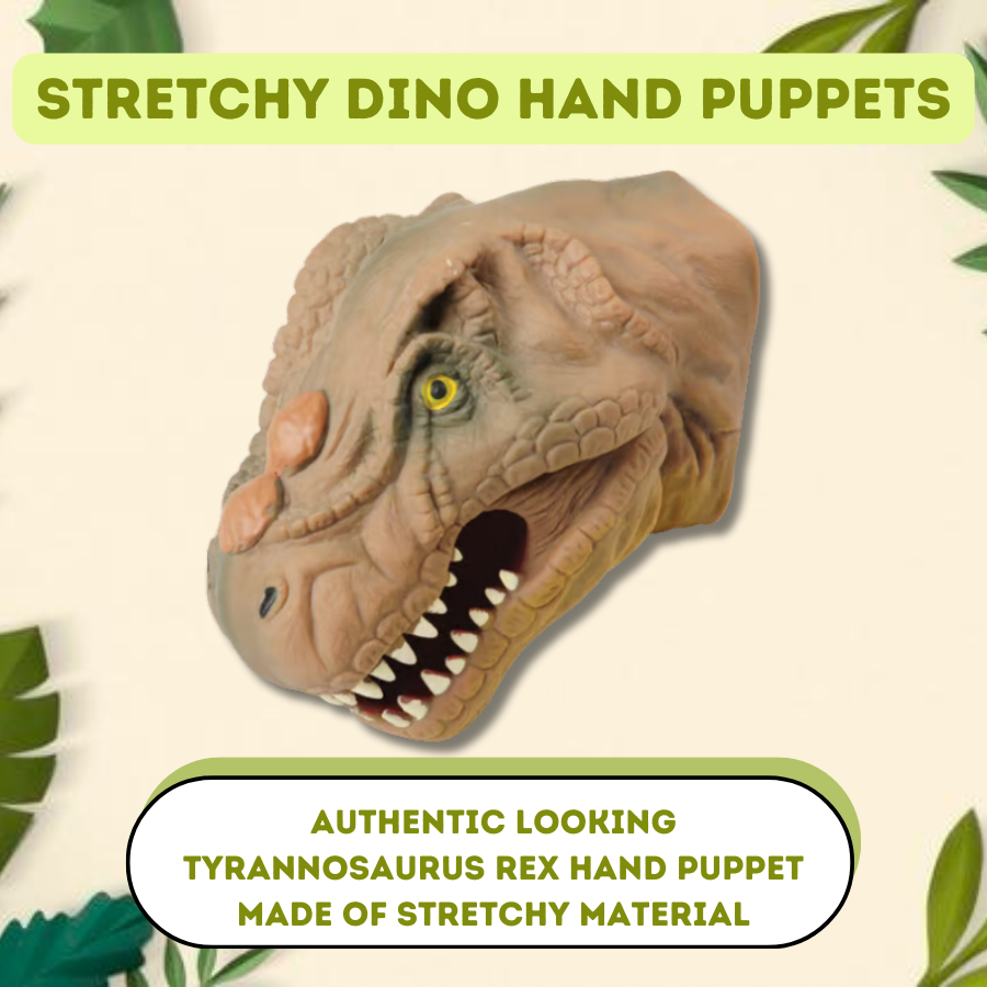 Stretchy Dino Hand Puppets / 6-pc High Quality Hand Puppets Play For Kids | Kids Toy Dinosaur