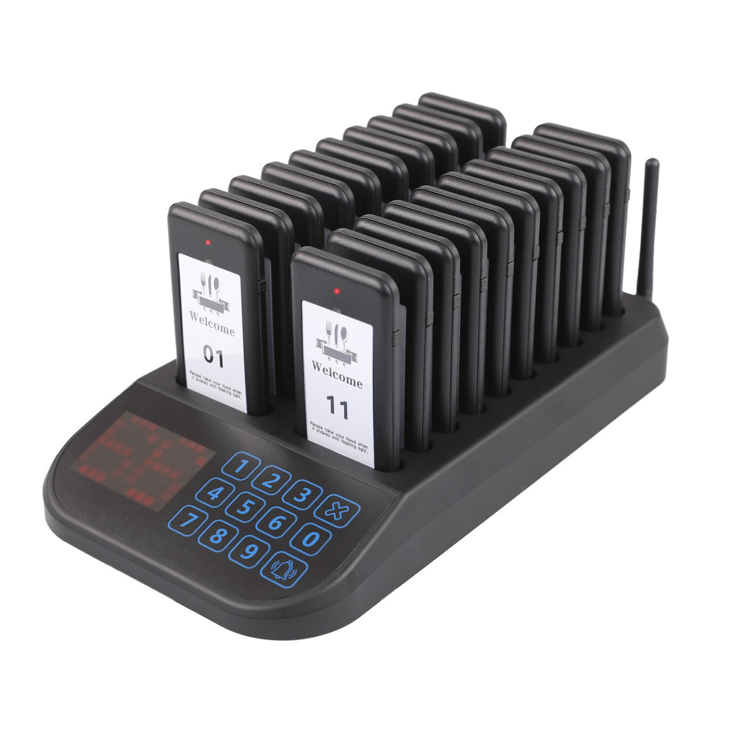 WirelessLinkx 20 Pagers Wireless Guest Queue System Calling Restaurant Pager System for Restaurant